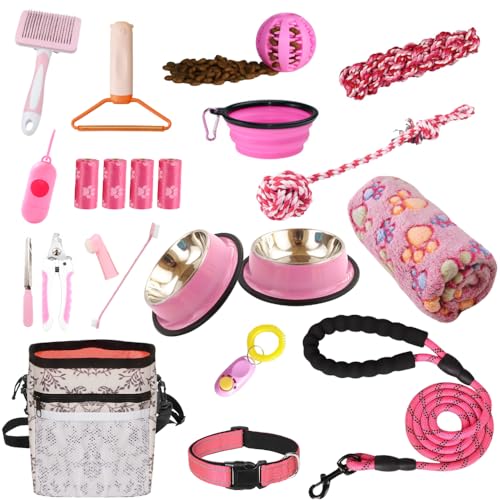 PupLuxe Welpen-Starter-Set, Rosa, 22-teiliges Welpen-Set, ideal für Hundetrainingsset, tolles Willkommensgeschenk, neues Welpen-Set, ideal für Erstbesitzer und erfahrene Besitzer, neues Hundebündel PupLuxe Welpen-Starter-Set, Rosa, 22-teiliges Welpen-Set, ideal für Hundetrainingsset, tolles Willkommensgeschenk, neues Welpen-Set, ideal für Erstbesitzer und erfahrene Besitzer, neues Hundebündel von PUPLUXE PREMIUM PET PRODUCTS