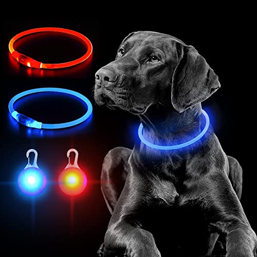 PUPPBUDD LED Hundehalsband USB Aufladbar, 70cm Längenverstellbarer Leuchthalsband für Hunde Sicherheit, 3 Modus für Die Nacht von PUPPBUDD