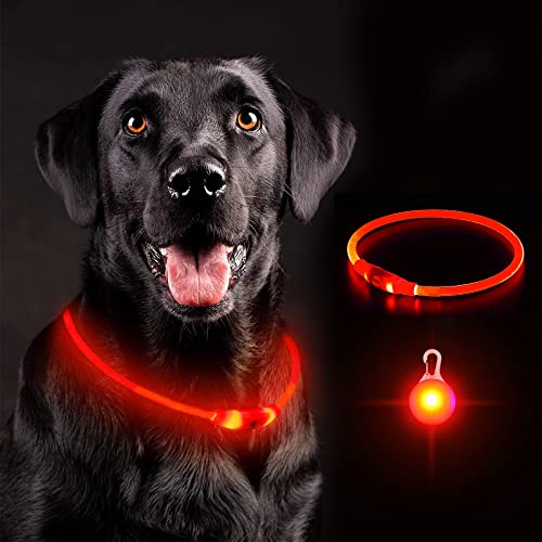 LED Hundehalsband USB Aufladbar, 70cm Längenverstellbarer Leuchthalsband für Hunde Sicherheit, 3 Modus für Die Nacht von PUPPBUDD