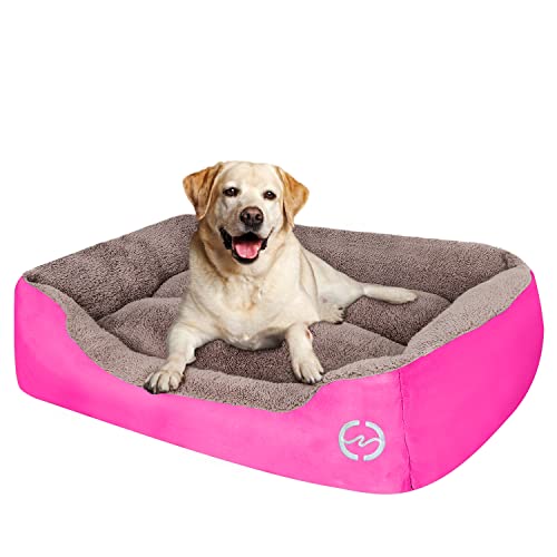 PUPPBUDD Dog Bed for Medium Dogs Washable Comfortable Safety Pet Sofa Extra Firm Cotton Breathable for Medium and Small Dog Pink von PUPPBUDD