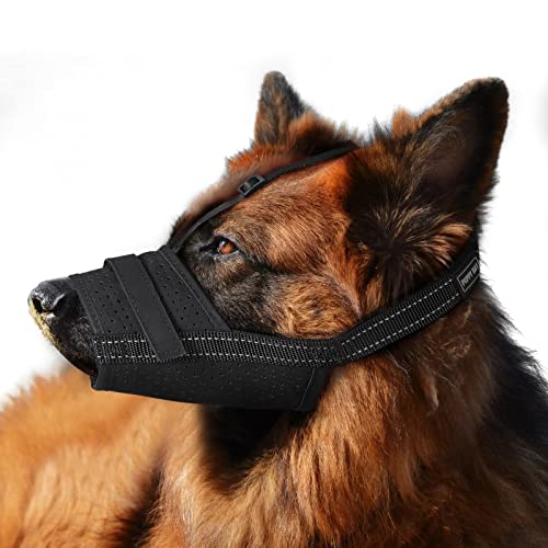 Puppy Bay Maulkorb für Hunde, weiches PU-Leder, atmungsaktiv, trinkbar, Sicherheits-Maulkorb (schwarz, XL) von PUPPY BAY