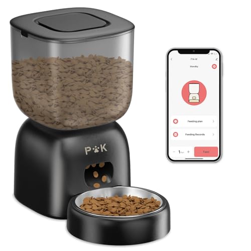 PUPPY KITTY Futterautomat Katze, 2,4G WiFi App-Steuerung Automatischer Futterspender Katze mit Edelstahlschüssel, Leicht zu Reinigen, 10S Aufnahmefunktion, 1-10 Mahlzeiten pro Tag von PUPPY KITTY
