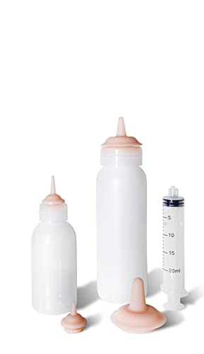 Haustier-Futterflasche für Kätzchen und Welpen, 20 cc, Spritzennippel, 250 cc und 100 cc, Stillflaschen für neugeborene Kaninchen, Kleintiere von PUPPY KNOW