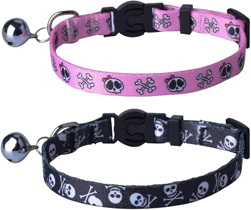 PUPTECK 2 Stück/Set Einstellbare abbrechbar Katzenhalsband mit Bell Charm 8-12" Pink Schwarz PUPTECK 2 Stück/Set Einstellbare abbrechbar Katzenhalsband mit Bell Charm 8-12" Pink Schwarz von PUPTECK