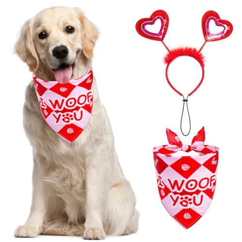 PUPTECK Hundehalstuch für Valentinstag, mit niedlichem Hündchen-Hut, Kostüm-Dekorationen für kleine, mittelgroße und große Hunde, Jungen, Mädchen, Outfit, Geschenke, Rot PUPTECK Hundehalstuch für Valentinstag, mit niedlichem Hündchen-Hut, Kostüm-Dekorationen für kleine, mittelgroße und große Hunde, Jungen, Mädchen, Outfit, Geschenke, Rot von PUPTECK