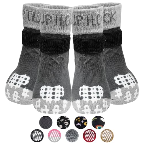 PUPTECK Hundesocken Anti-Rutsch 2 Paar Doppelseitige mit Verstellbaren Riemen für Innenbereich, Weiche Hunden Hundeschuhe Pfotenschutz Outdoor PUPTECK Hundesocken Anti-Rutsch 2 Paar Doppelseitige mit Verstellbaren Riemen für Innenbereich, Weiche Hunden Hundeschuhe Pfotenschutz Outdoor von PUPTECK