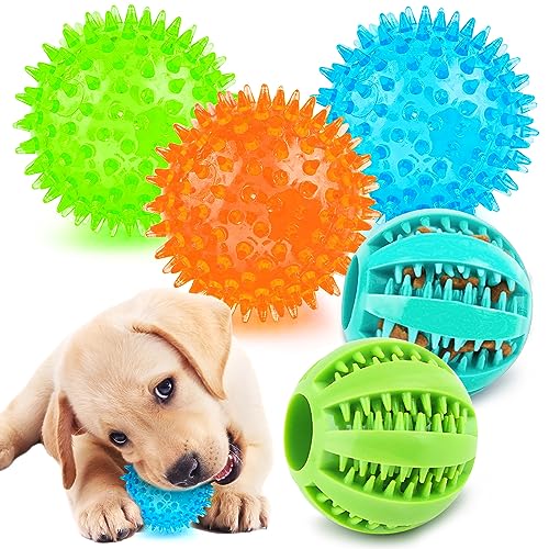 PUPTILY 2 verschiedene Funktionen, interaktive Bälle für Hunde, 6,3 cm, quietschende Hundebälle, Spielzeug und Welpen, Kauspielzeug, Bälle für kleine Hunde, Hundebälle für saubere Zähne und Training von PUPTILY