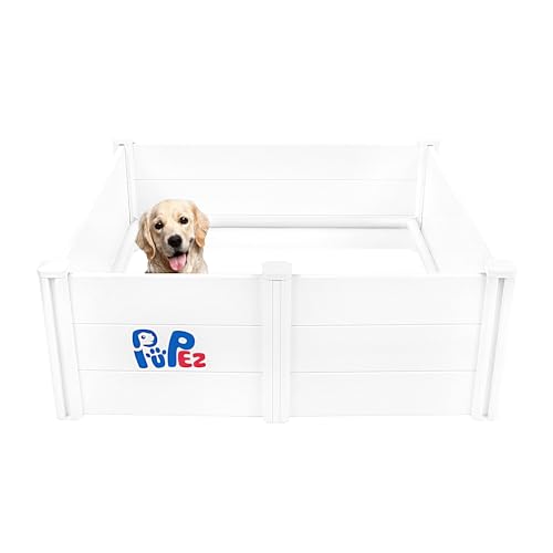 Wurfbox für Hunde, Tierärztlich genehmigt, für große, mittelgroße und kleine Hunde, Welpen, alle Rassen (L 121,9 x 121,9 x 45,7 cm, weiß) von PUPez