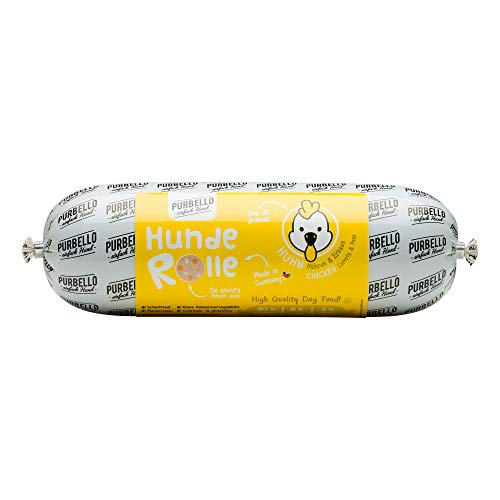 PURBELLO Hunde-Rolle Huhn mit Möhren & Erbsen - Monoprotein Hundefutter mit hohem Fleischanteil - Nassfutter für Hunde - Hundewurst Schnittfest & Getreidefrei - 8 x 800 g von PURBELLO