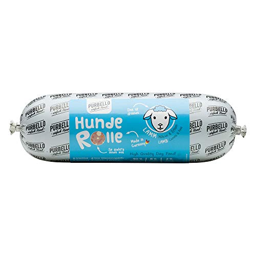 PURBELLO Hunde-Rolle Lamm mit Möhren & Erbsen - Monoprotein Hundefutter mit hohem Fleischanteil - Nassfutter für Hunde - Hundewurst schnittfest & getreidefrei - 8 x 800 g von PURBELLO