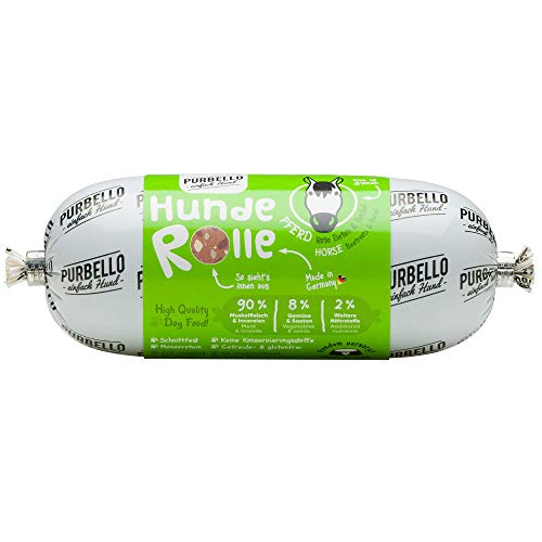 PURBELLO Hunde-Rolle Pferd mit Roter Bete & Fenchel - Monoprotein Hundefutter mit hohem Fleischanteil - Nassfutter für Hunde - Hundewurst schnittfest & getreidefrei, 8 x 200 g von PURBELLO