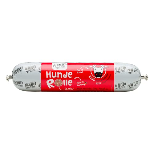 PURBELLO Hunde-Rolle Rind mit Apfel & Buchweizen - Monoprotein Hundefutter mit hohem Fleischanteil - Nassfutter für Hunde - Hundewurst schnittfest & getreidefrei - 8 x 400 g von PURBELLO