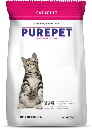 Purepet Tuna and Salmon Adult Cat Food, 6kg for All Breed Sizes for Cats Preservative-Free von PUREPET