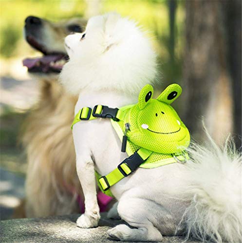 PURETIME Nette Haustier-Hundegeschirr-Set-Tasche mit Leine Wandern Camping Outdoor Welpengeschirr-Rucksack Kleiner Hund Multifunktions-Hunderucksack-Tasche (M, Green) von PURETIME
