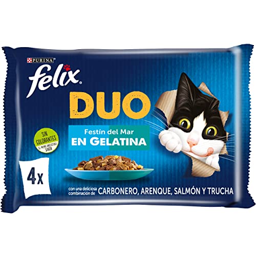 PURINA FELIX Fantastic Duo Delice Katzenfutter Umschläge, 12 x [4 x 85 g] von PURINA FELIX