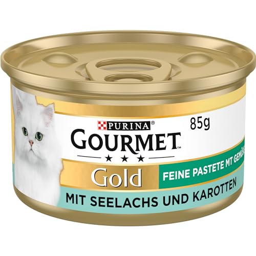 Gourmet PURINA GOURMET Gold Feine Pastete mit Gemüse Katzenfutter nass, mit Seelachs und Karotten, 12er Pack (12 x 85g) von Gourmet
