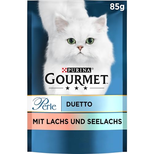 Gourmet PURINA GOURMET Perle Duetto Katzenfutter nass, mit Lachs und Seelachs, 26er Pack (26 x 85g) von Gourmet