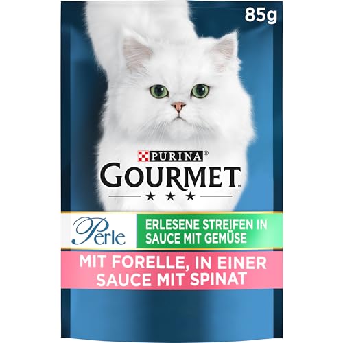 Gourmet Perle Erlesene Streifen Katzenfutter nass, mit Forelle, 26er Pack (26 x 85g) von Gourmet
