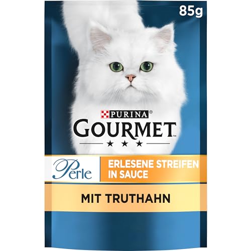 Gourmet Perle Erlesene Streifen Katzenfutter nass, mit Truthahn, 26er Pack (26 x 85g) von Gourmet