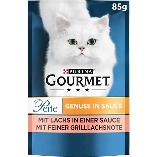 Gourmet Perle Genuss in Sauce Katzenfutter nass, mit Lachs, 26er Pack (26 x 85g) von Gourmet