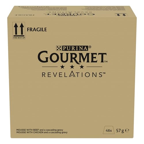 Gourmet Gourmet PURINA GOURMET Revelations Mousse, Katzenfutter nass in Sauce, Huhn & Rind, 48er Pack (48 x 57g) von Gourmet
