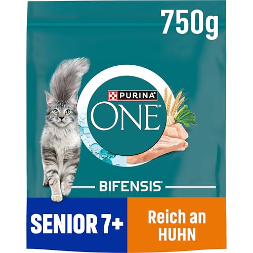 Nestle PURINA ONE BIFENSIS Senior 7+ Katzenfutter trocken, reich an Huhn, 6er Pack (6 x 750g) von PURINA ONE