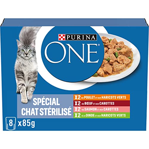 Nestlé Purina One Spezialfutter für kastrierte Katzen, – 8 x 85 g – im Frischebeutel, für ausgewachsene Katzen – 10 Pakete Nestlé Purina One Spezialfutter für kastrierte Katzen, – 8 x 85 g – im Frischebeutel, für ausgewachsene Katzen – 10 Pakete von PURINA ONE