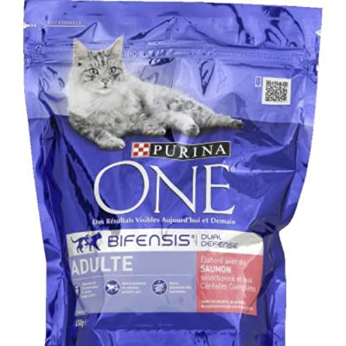 One Trockenfutter für ausgewachsene Katzen, mit Lachs und Reis, 450 g von PURINA ONE