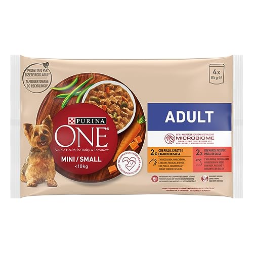 Purina ONE Mini < 10 kg Nassfutter für kleine Hunde mit Huhn und Ochse, 4 Beutel à 85 g von PURINA ONE