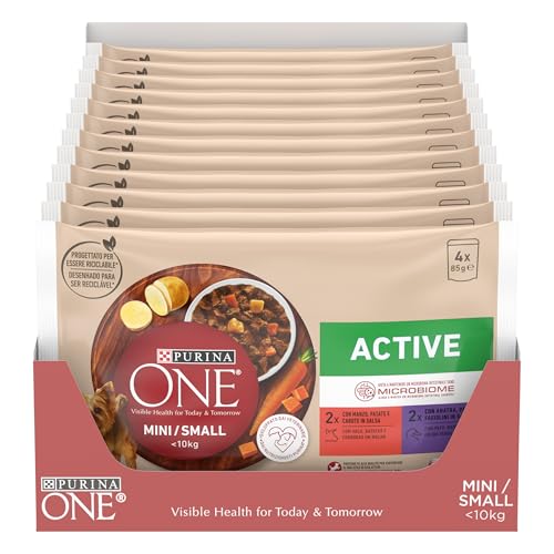 Purina One Active Nassfutter für Hunde Rind und Ente in Sauce Multipack, 48 Beutel à 85 g von PURINA ONE