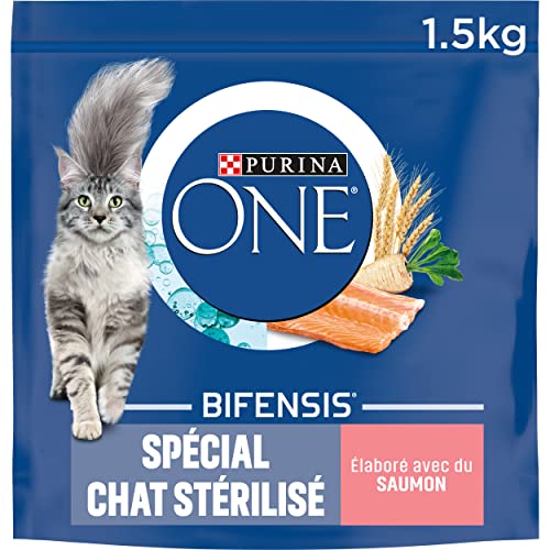 Purina One: Sterilisiertes Cat One Trockenfutter mit Lachs, Thunfisch und Weizen: 1,5 kg, 6er-Pack (6x1,5 kg, gesamt 9 kg) von PURINA ONE