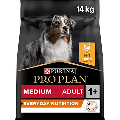 Pro Plan Medium Adult Sensitive Skin, Hundefutter trocken, reich an Huhn, 1er Pack (1 x 14 kg) von Pro Plan