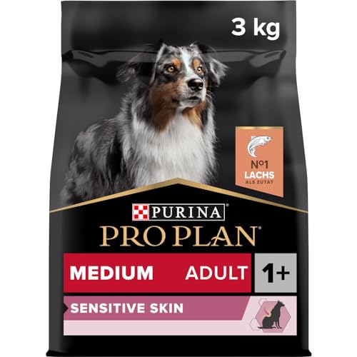 Pro Plan PURINA PRO PLAN Medium Adult Sensitive Skin, Hundefutter trocken, reich an Lachs, 1er Pack (1 x 3 kg) von Pro Plan