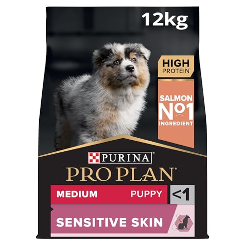 Pro Plan Medium Puppy Sensitive Skin, Welpenfutter trocken, reich an Lachs, 1er Pack (1 x 12 kg) von Pro Plan