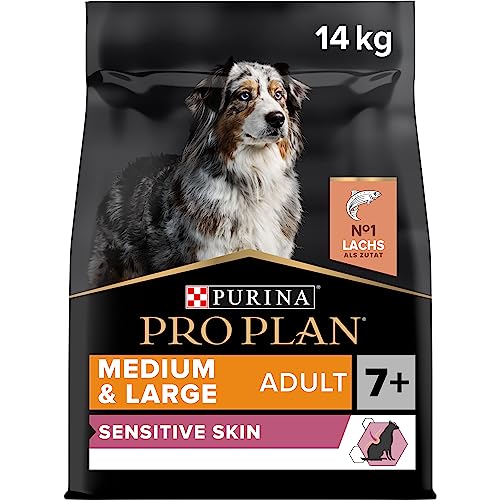 Pro Plan PURINA PRO PLAN Medium & Large Adult 7+ Sensitive Skin, Hundefutter trocken, reich an Lachs, 1er Pack (1 x 14 kg) von Pro Plan