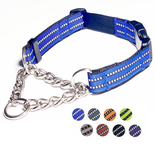 Martingale Hundehalsband, reflektierendes Nylonhalsband mit Edelstahlkette, verstellbares Hundehalsband für Spaziergänge, Training, mit Schnellverschluss-Schnalle, geeignet für kleine, mittelgroße und Martingale Hundehalsband, reflektierendes Nylonhalsband mit Edelstahlkette, verstellbares Hundehalsband für Spaziergänge, Training, mit Schnellverschluss-Schnalle, geeignet für kleine, mittelgroße und von PUROAYET