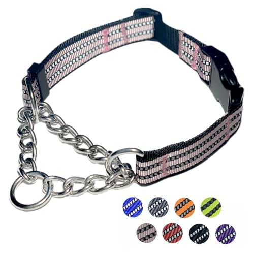 Martingale Hundehalsband, reflektierendes Nylonhalsband mit Edelstahlkette, verstellbares Hundehalsband für Spaziergänge, Training, mit Schnellverschluss-Schnalle, geeignet für kleine, mittelgroße und Martingale Hundehalsband, reflektierendes Nylonhalsband mit Edelstahlkette, verstellbares Hundehalsband für Spaziergänge, Training, mit Schnellverschluss-Schnalle, geeignet für kleine, mittelgroße und von PUROAYET