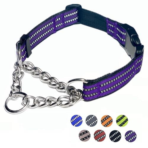 Martingale Hundehalsband, reflektierendes Nylonhalsband mit Edelstahlkette, verstellbares Hundehalsband für Spaziergänge, Training, mit Schnellverschluss-Schnalle, geeignet für kleine, mittelgroße und Martingale Hundehalsband, reflektierendes Nylonhalsband mit Edelstahlkette, verstellbares Hundehalsband für Spaziergänge, Training, mit Schnellverschluss-Schnalle, geeignet für kleine, mittelgroße und von PUROAYET