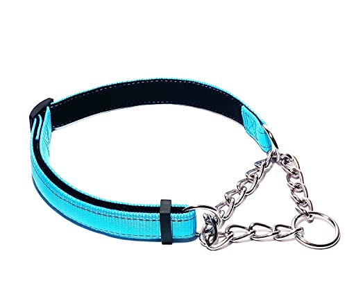 PUROAYET Martingale Halsband für Hunde, reflektierendes Nylon, weich gepolstert, kein Ziehen, verstellbare Halsbänder, Edelstahl-Kette, Halsband für große, mittelgroße und kleine Hunde (Himmelblau, L) PUROAYET Martingale Halsband für Hunde, reflektierendes Nylon, weich gepolstert, kein Ziehen, verstellbare Halsbänder, Edelstahl-Kette, Halsband für große, mittelgroße und kleine Hunde (Himmelblau, L) von PUROAYET