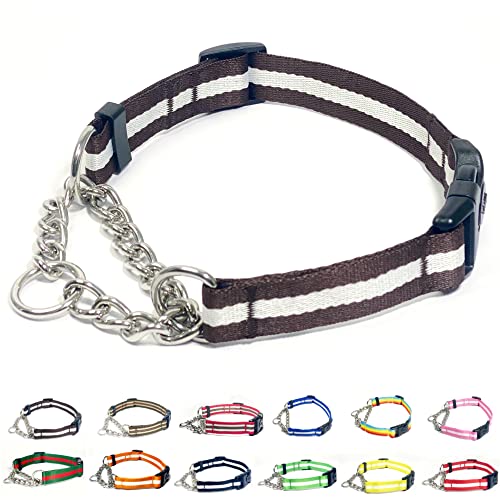 PUROAYET Martingale-Halsband für Hunde, verstellbares Nylon-Halsband mit Schnellverschluss-Schnalle, mehrfarbige Streifen, Edelstahlkette, kein Ziehen, Trainingshalsband für kleine, mittelgroße und PUROAYET Martingale-Halsband für Hunde, verstellbares Nylon-Halsband mit Schnellverschluss-Schnalle, mehrfarbige Streifen, Edelstahlkette, kein Ziehen, Trainingshalsband für kleine, mittelgroße und von PUROAYET