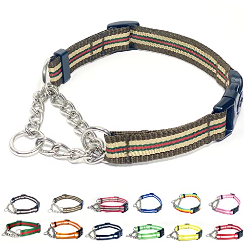 PUROAYET Martingale-Halsband für Hunde, verstellbares Nylon-Halsband mit Schnellverschluss-Schnalle, mehrfarbige Streifen, Edelstahlkette, kein Ziehen, Trainingshalsband für kleine, mittelgroße und PUROAYET Martingale-Halsband für Hunde, verstellbares Nylon-Halsband mit Schnellverschluss-Schnalle, mehrfarbige Streifen, Edelstahlkette, kein Ziehen, Trainingshalsband für kleine, mittelgroße und von PUROAYET