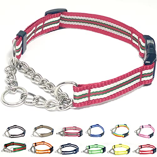 PUROAYET Martingale-Halsband für Hunde, verstellbares Nylon-Halsband mit Schnellverschluss-Schnalle, mehrfarbige Streifen, Edelstahlkette, kein Ziehen, Trainingshalsband für kleine, mittelgroße und PUROAYET Martingale-Halsband für Hunde, verstellbares Nylon-Halsband mit Schnellverschluss-Schnalle, mehrfarbige Streifen, Edelstahlkette, kein Ziehen, Trainingshalsband für kleine, mittelgroße und von PUROAYET