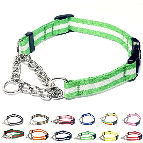 PUROAYET Martingale-Halsband für Hunde, verstellbares Nylon-Halsband mit Schnellverschluss-Schnalle, mehrfarbige Streifen, Edelstahlkette, kein Ziehen, Trainingshalsband für kleine, mittelgroße und PUROAYET Martingale-Halsband für Hunde, verstellbares Nylon-Halsband mit Schnellverschluss-Schnalle, mehrfarbige Streifen, Edelstahlkette, kein Ziehen, Trainingshalsband für kleine, mittelgroße und von PUROAYET