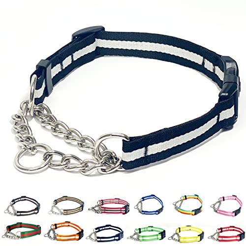 PUROAYET Martingale-Halsband für Hunde, verstellbares Nylon-Halsband mit Schnellverschluss-Schnalle, mehrfarbige Streifen, Edelstahlkette, kein Ziehen, Trainingshalsband für kleine, mittelgroße und PUROAYET Martingale-Halsband für Hunde, verstellbares Nylon-Halsband mit Schnellverschluss-Schnalle, mehrfarbige Streifen, Edelstahlkette, kein Ziehen, Trainingshalsband für kleine, mittelgroße und von PUROAYET