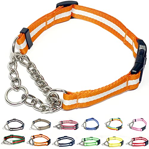 PUROAYET Martingale-Halsband für Hunde, verstellbares Nylon-Halsband mit Schnellverschluss-Schnalle, mehrfarbige Streifen, Edelstahlkette, kein Ziehen, Trainingshalsband für kleine, mittelgroße und PUROAYET Martingale-Halsband für Hunde, verstellbares Nylon-Halsband mit Schnellverschluss-Schnalle, mehrfarbige Streifen, Edelstahlkette, kein Ziehen, Trainingshalsband für kleine, mittelgroße und von PUROAYET