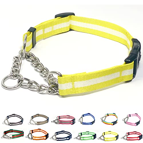 PUROAYET Martingale-Halsband für Hunde, verstellbares Nylon-Halsband mit Schnellverschluss-Schnalle, mehrfarbige Streifen, Edelstahlkette, kein Ziehen, Trainingshalsband für kleine, mittelgroße und PUROAYET Martingale-Halsband für Hunde, verstellbares Nylon-Halsband mit Schnellverschluss-Schnalle, mehrfarbige Streifen, Edelstahlkette, kein Ziehen, Trainingshalsband für kleine, mittelgroße und von PUROAYET