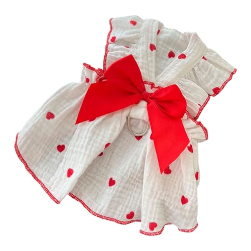 Hundekleid für kleine bis große Hunde, weicher Rock, Pullover, Bekleidung, Prinzessinnen-Frühlingspyjama, Foto-Requisiten, rotes Herz, Haustierkleid von PURPLELILY