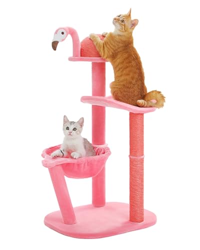 PURRPURCAT Flamingo-Katzenbaum mit Hängematte für kleine Katzen im Innenbereich, 86,4 cm, rosa Katzenturm mit Kratzbaum für Kätzchen, Katzenkratzer mit Sitzstange und baumelndem Ball PURRPURCAT Flamingo-Katzenbaum mit Hängematte für kleine Katzen im Innenbereich, 86,4 cm, rosa Katzenturm mit Kratzbaum für Kätzchen, Katzenkratzer mit Sitzstange und baumelndem Ball von PURRPURCAT