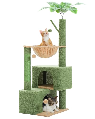 PURRPURCAT Kratzbaum mit 2 Katzenhöhlen, Hängematte und abnehmbaren Pompom-Stäbchen, Katzenturm mit Kratzbäumen für kleine und mittelgroße Katzen, Grün PURRPURCAT Kratzbaum mit 2 Katzenhöhlen, Hängematte und abnehmbaren Pompom-Stäbchen, Katzenturm mit Kratzbäumen für kleine und mittelgroße Katzen, Grün von PURRPURCAT