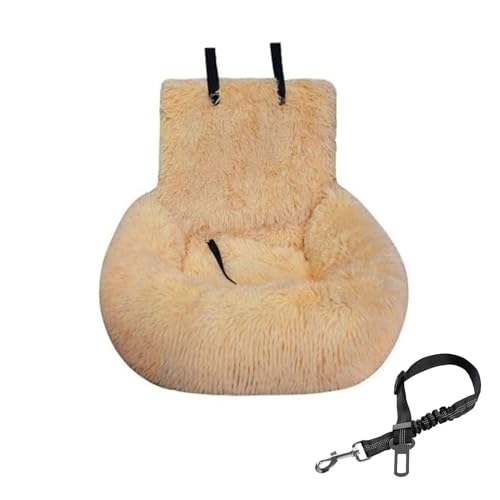 PUTHLLA Hundebett for Autositz mit Sicherheitsgurten, Flauschiger Sicherheitsautositz for unterwegs mit dickem Kissen for alle Autos, Autositz, abnehmbar und leicht zu reinigen(Gray White,72 x 60 cm) von PUTHLLA